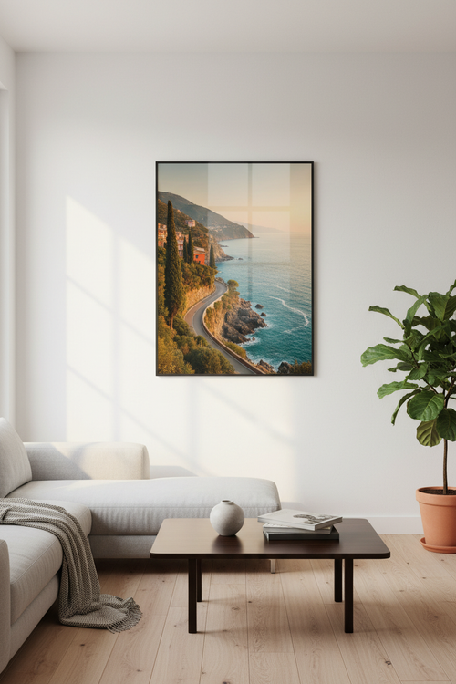 All Roads Lead to the Sea fine art print displayed in an elegant living room
